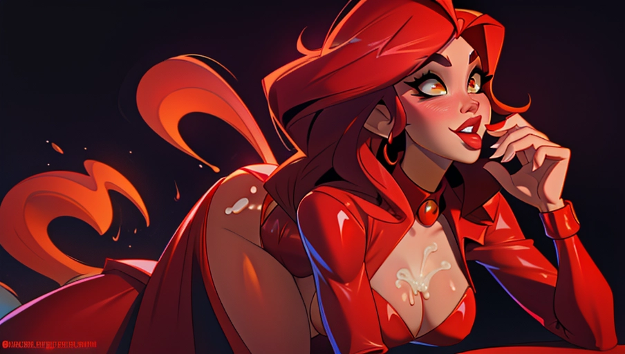 <lora:bukkake:1> 1girl, bukkake, excessive cum, Jessica Rabbit from who framed roger rabbit, red dress, cum on tits, masterpiece, best quality, highly detailed, Tongue out, aheago face, cum on tongue, cum on face,