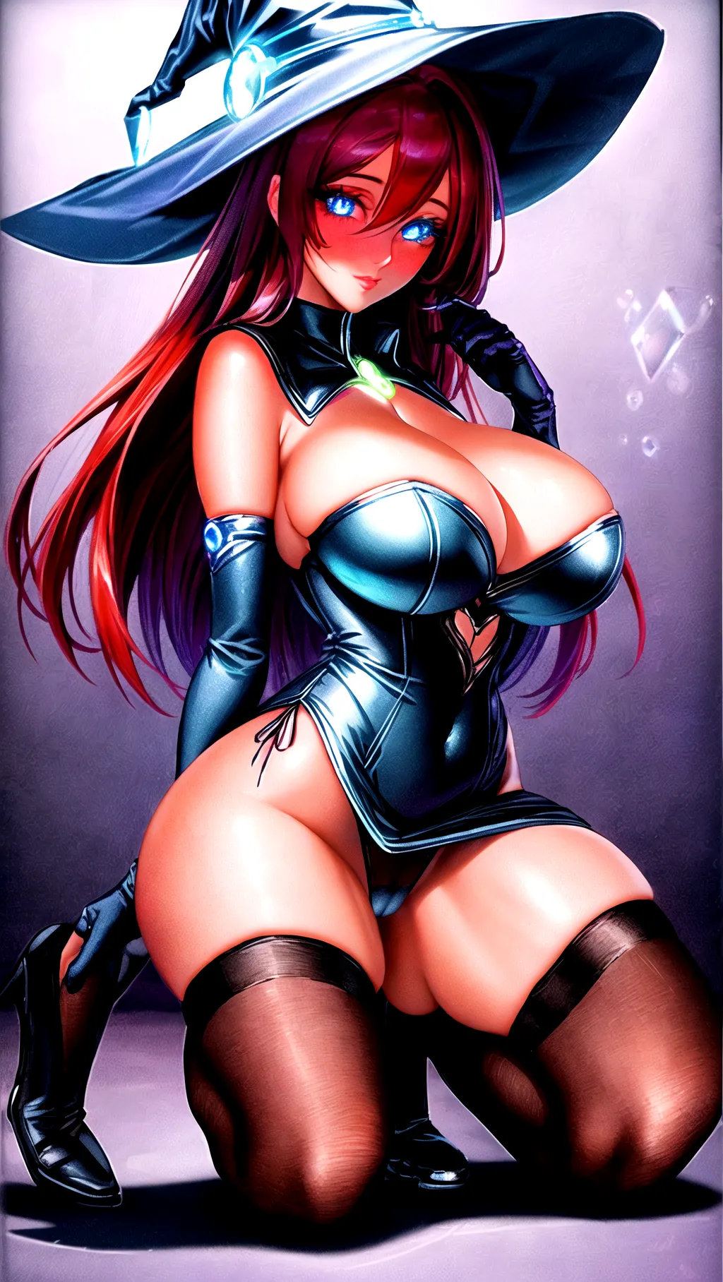 Masterpiece, hyper quality, 8K resolution, hyper resolution, ambient lighting, realistic shadows, full body image, 1girl, female focus, ((butt focus)), viewing from the side, lakeside background, male POV looking down, looking up towards viewer,
A sexy witch with absolutely massive breasts and a huge bubble butt with long red hair, big bubble butt, huge ass, perfect butt, wearing revealing dress, skin tight dress, very thick thighs, on knees, spread legs, very wide hips, very skinny waist, begging face, begging, begging eyes, curvaceous body, very busty, long eyelashes, feminine eyes, blushing breasts, arm sleeves, exposed cleavage, deep cleavage, side boob, under boob, extreme eye details, beautiful eyes, perfect eyes, magical eyes, neon glowing eyes, good face details, extremely submissive personality, submissive pose, witch hat, <lora:red_tint_face:1>, defeated heroine, defeated, submitting, <lora:dpmg_add_detail:1>,