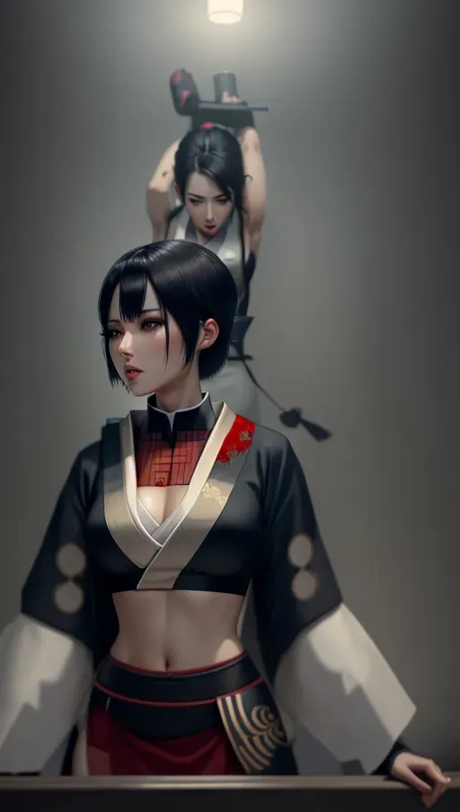 1girl, half body , detailed face, beautiful::5, gorgeous::5, attractive::5, pretty::5, stunning::5, sexy::5, flawless::5, shapely::5, sensual, dirty::5, fatal, lethal, deadly, hurt::5, bruised::5, feudal japan::5, japanese , seductive, surprised, startled, stunned, attacked, ambushed, assaulted, frightened, terrified, alarmed, scared, spooked, panicked, fearful, terrorised, moody lighting::5, night::5, short hair, dark hair, black hair, parted hair, almond shaped eyes, thin lips, solo , masterpiece, ultra high res, professional, photo referenced::5, soft feminine facial features, 27 years old, slender, slim, lean, lithe, pale skin, kimono, dark blue kimono, saliva, saliva dripping, summer, thin clothing, sweat, sweaty skin, shiny skin, eyeliner, small breasts::5, head twisted, head turned, bra, blood::5, bleeding::5, pain::5, feet, foot, dorsal, toes, toe, head tilt, mouth open, mouth agape, parted lips, bending, bent, upper body leaning, upper body forward, upper body bent, arms by the side, turning, head turned, breast covered, chest covered, kimono, skirt, stockings, thin stockings, black stockings, thin socks, arms raised, 2 characters, jumping on, unaware, knives in hand