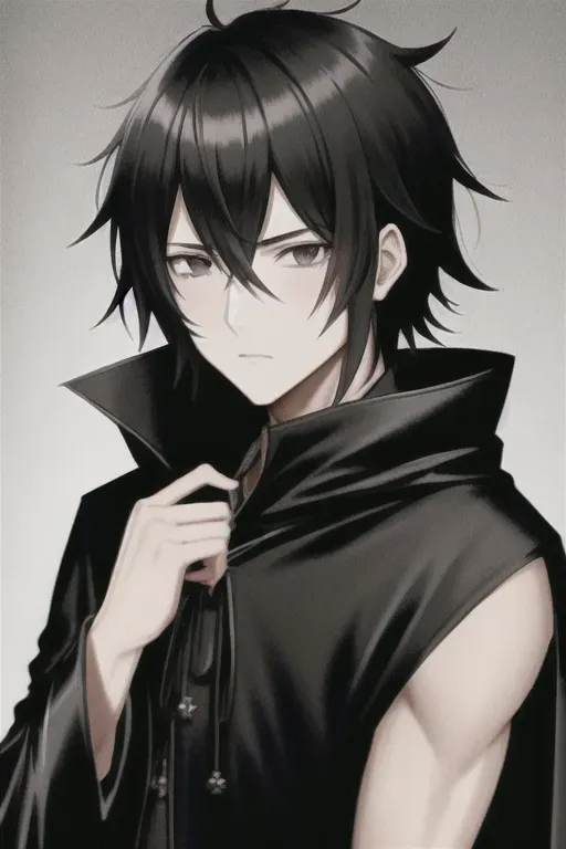 Anime Guy With Black Hair And Black Eyes