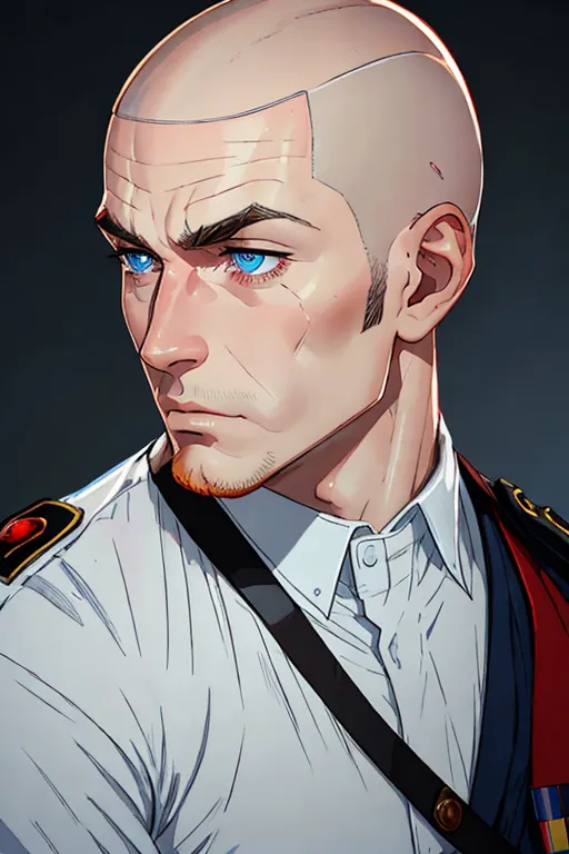 Soldier, French Foreign Legion, Sargent rank, strong, tough, shaved head, pale skin, angry eyebrows, handsome blue eyes, small nose, strong cheeks, full ginger beard, strong chin, french military field uniform, French military barret, tactical, standing aiming a realistic AR15 rifle, battle, high definition, 4k quality, excellent lighting, great shading, pristine detail, very clear picture, vibrant colors, accurate at lower promp guidence, ultra realistic, five fingers per hand.