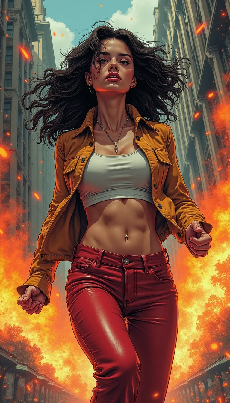 photorealistic and surrealistic film in a comic illustrations style by Mike Deodato,
(interesting unique diverse complex character design that can be a man or woman:1.2),(photorealistic detailed face:1.1),
(classic stereotypical over tuned retro comics body shape and anatomy),
big variation of colors , smooth pencil brush to create a composition of vivid colors, thick black outlines, flat shading, minimal highlights ,interesting detailed Foreground and background depth are clear giving visual complexity to the scene,
(dynamic diversity of different angles with dynamic distance to person to create a powerful dramatic cinematic intense action image as our hero uses their supernatural powers:1.3),
(Our hero is a heroic brave confident attractive woman in their mid twenties:1.1), (the hero´s Ethnicity origin is fully random and representing a blend of all types of global human diversity:1.2), (interesting diverse hair color that matches the person´s origin and personality ),
(human hands with five fingers per hand),(toned athletic stomach), skin is slightly glistening with sweat,(makeup matches the person´s personality),
Our hero is in a dynamic pose depending on what the person is doing,
interesting random diverse renown famous places in the world with dynamical correct detailed background with correct interior or exterior) ,
person is wearing functional heroic clothes that fits the person´s personality and the activity the person is doing, (the persons outfit can have multiple layers of clothing),
Person’s face expression is dynamic and fits the mood and scene the person is in,
(avoid all types copyrighted iconic logos icons brands)