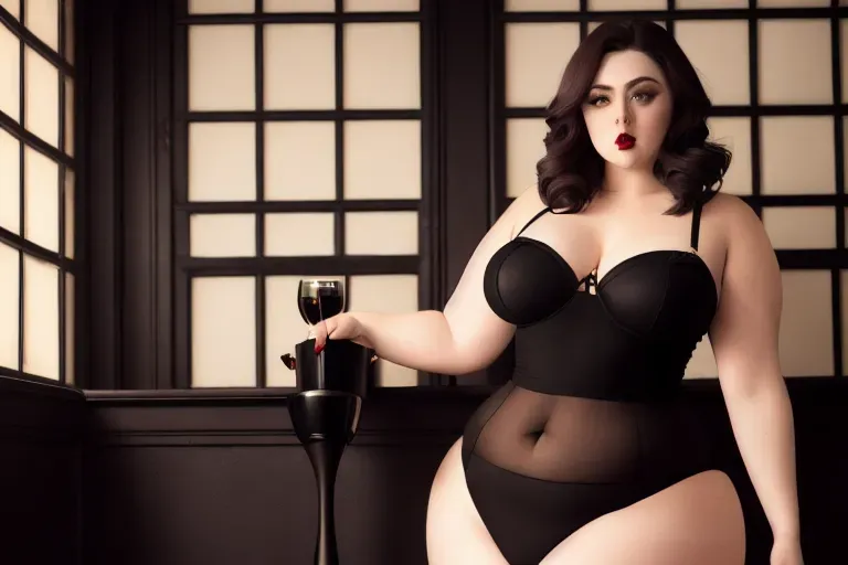 photograph, 20 year old, a young actress, thicc, stockings, black, bar, day time, spot light, angry, 8k, professional