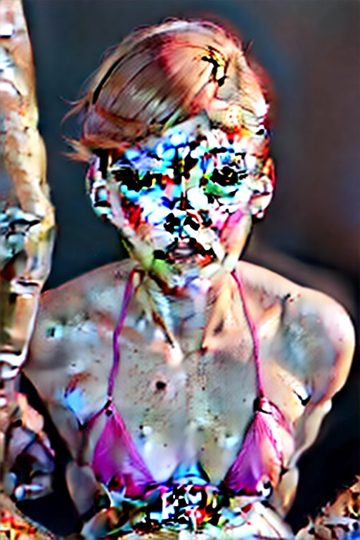 photorealistic, 8k, accurate face, (detailed face), blue grey eyes, very short ginger hair, light eyebrows, freckles, male body, female face, trans, (wearing pink micro bikini), dpmg_pov_blowjob_v1