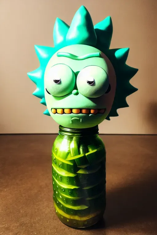 hyper-realism Pickle Rick from the rick and Morty show