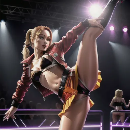 pornstar Vicca has short red straight hair, very beautful eyes, high cheekbones in a very beautiful face, small breasts with very erect nipples, Olivia Wilde is a beutiful blonde with her hair in a ponytail
Vicca is passionately kissing Olvia Wilde on a dance floor in a night club, both women are wearing sexy cloths (short tight skirt and jacket, bra, stockings, high heels), kissing, touching hip hair and breasts, partly naked (breasts visible, niplsio), sexy dancing women in the background, seen from below
Vicca is raising one leg high in the air
ultra realistic graphics, High definition, excellent lighting, best quality, high resolution, photorealistic, masterpiece, ultra realistic graphics, 16k, improved graphics
