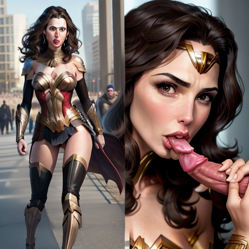 Gal gadot with a large penis in her mouth