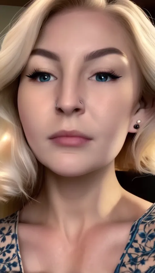 <lora:Pw9zBdMgx5o_Kallmekris_2:1> Kris selfie blond hair til tok star kallmekris huge boobs cleavage tease