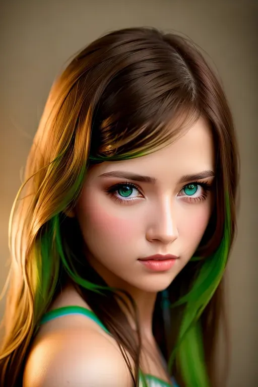 Dopamine Girl Very Pretty Young Woman Long Brown Hair And Green Eyes