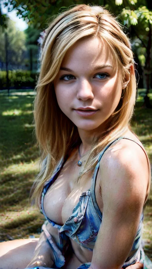 (photorealistic:1.9), (masterpiece:1.6), (best quality:1.8), ultra high res, RAW color, NSFW
cute European girl sitting in park, accurate face, fit, open shirt, cleavage, long blond hair, shy smile,
correct pupils, correct lips, detailed face, detailed textured skin, natural skin, extremely accurate facial features,
<lora:dpmg_add_detail:1>