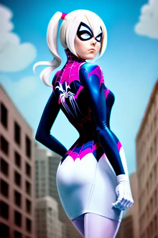 best quality, cute dress, Spider-Gwen, big butt, upskirt