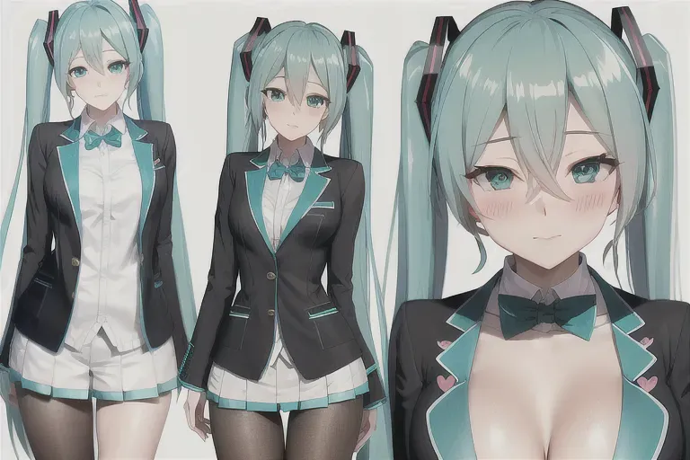 Hatsune Miku standing blushing jacket suggestive