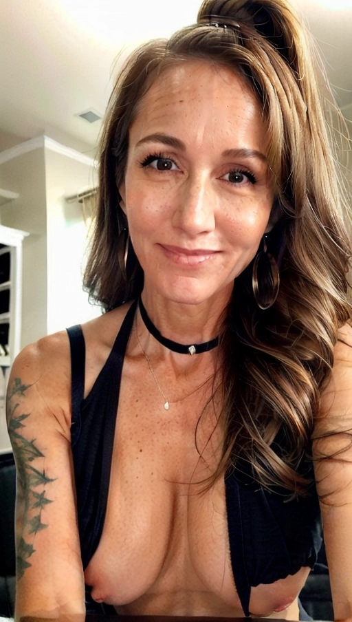 (Hypnotized), (photo realistic:1.37), (modern), <lora:PN7xrGpnVMg_Treena:0.9>, (female, MILF, sexy stripper, (fit, toned, bodybuilder, superstar athlete, (firm breasts:1.3), small pink nipples, glistening skin, pale skin, (brunette hair, flowing fancy hair, mussed hair), (earrings)), fancy strip club setting, nighttime, (eyes rolled back in her head, mouth open, orgasm), low light, (topless, wearing leather wrist bracers, plaid pleated microskirt, hairy pussy, fishnets, a wide collar with chain attached, on a strip club stage, (seductive pose), ((facial closeup, focus on her face)), ((cum on her face, cum facial, bukkake)),
(best quality), <lora:dpmg_add_detail:0.5>, beautiful,(high resolution), (((masterpiece))), (uhd), (8k)