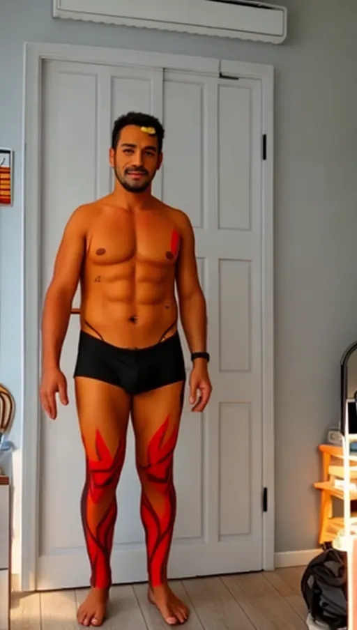 Man with body painting. A German human. With a sexy look.