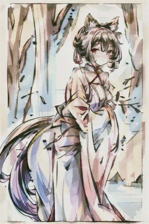 <lora:dpmg_moxin:1>, shukezouma, negative space, shuimobysim , <lora:shuV2:0.8>, portrait of a woman and man standing kissing , willow branches, (masterpiece, best quality:1.2), traditional chinese ink painting, modelshoot style, peaceful, (smile), looking at viewer, wearing long hanfu, hanfu, song, willow tree in background, wuchangshuo, brown haired man, spikey hair style for man, masterpiece, best quality, highly detailed , catgirl posh style , white color hair, white short bobcut with white cat ears, only cat type ears, pink catlike eyes, dressed in white plain clothing with pink bow, catgirl anime digital art, looking at viewer, white hair, bow, elegent long white gloves, ((masterpiece))