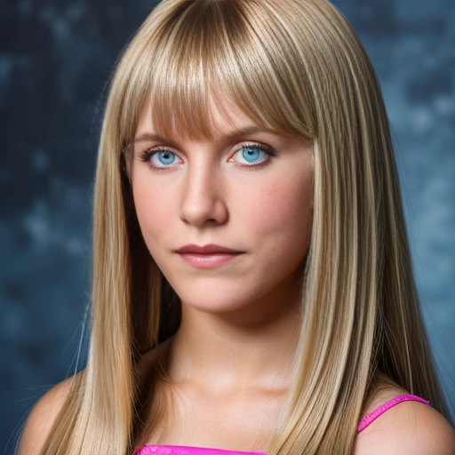 a gorgeous young (preteen teenage) girl with long blonde straight hair bangs, (largest huge eyes:1.2),
realistic, masterpiece, false eyelashes