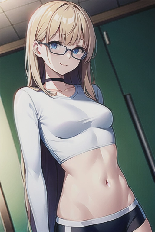 Small tits white pale skin, athletic female skinny professor in sexy pullover and rectangle glasses and choker at university lecturing in front of students, seductive smile ,((small tits)),bright blue eyes