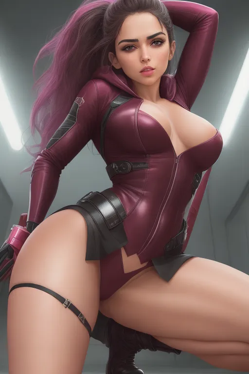 A cute and beautiful super hero, super hero, super powers, half naked, hood over head, medium brunette hair, Alexandria Ocasio-Cortez, fit figure, small breasts, thin waist, thicc ass, full thighs, heart shaped emblem on chest, very revealing black and pink onesie uniform with skirt, knee length boots, naked under skirt, utility belt with gadgets, aroused clit, aroused wet pussy, throbbing anus, flying over me, streching her hand out to me to save me, wants me to fuck her, submissive, sweet, helpful, stormy night, lightning, high definition, 4k quality, excellent lighting, great shading, pristine detail, very clear picture, accurate at lower promp guidence, ultra realistic, five fingers per hand, POV- you are on the ground looking up at her.