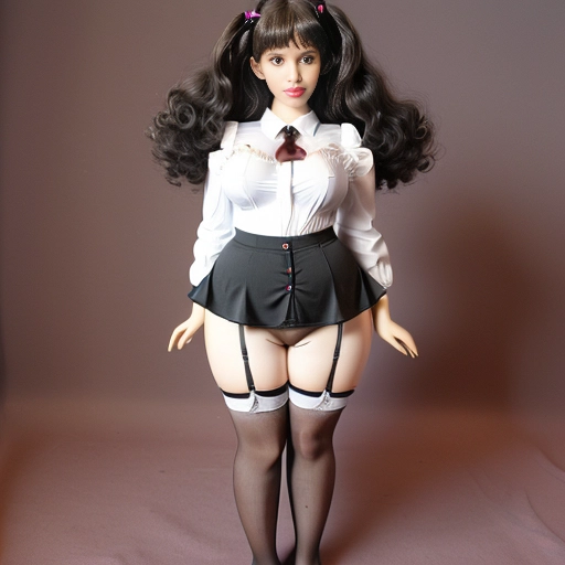big hips, stocking, lift skirt, big hips, thick thighs, (full body view:1.5) , curly hair, micro skirt, panties view, front