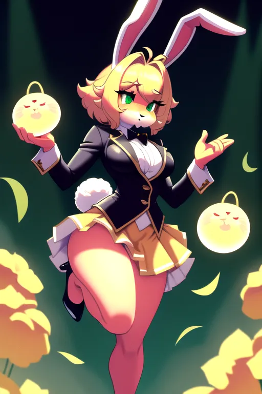 (masterpiece:1.2), (best quality), (ultra detailed), (8k, 4k, intricate),(full-body-shot:1), (highly detailed:1.2),(detailed face:1.2), (detailed background),detailed landscape, (dynamic pose:1.2), <lora:pixel_art:0.7>((pixelart)) furry bunny female furry bunny only, looking at viewer, short hair, bangs, blonde hair, shirt, hair ornament, closed mouth, green eyes, upper body,solo short furry bunny furry, small breasts, golden blonde furred furry blonde fur, professional striped black and white shirt and attire with skirt, black animal bunny nose ,bunny nose, soft bunny golden fur, big bunny ears with fluff coming out of them, androgynous very cute, green eyes beautiful shimmering eyes , well groomed kept up, bard, squire, paranormal investigator , big cotton ball tail bunny ,lyre instrument , bard singing a song, song and music notes around, absurdres ((masterpiece))