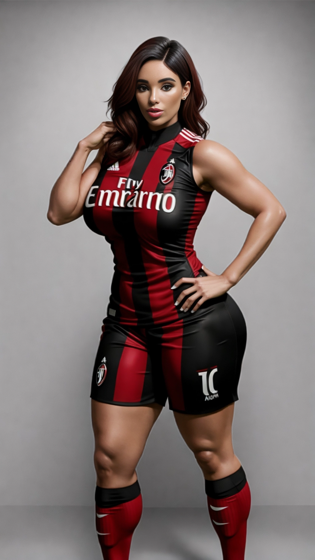 Curvy thick body,
She is an AC Milan player