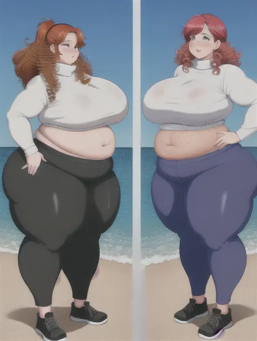 heaving saggy tits, belly hanging over waistband, mommy, milf, covered in freckles, fat belly, an SSBBW woman, extremely obese, redhead, covered in freckles, curly hair, plump lips, puffy lips, belly sagging over waistband, belly reaching knees, belly rolls, love handles, hyper hips, unrealistic proportions, hyper proportions, obese, morbidly obese, very fat, white turtleneck sweater, grey yoga pants, huge belly, huge butt, huge breasts, massive butt, massive breasts, flabby saggy fatrolls, huge and wide body, impossibly obese, heaving belly rolls, belly sagging towards knees, saggy belly