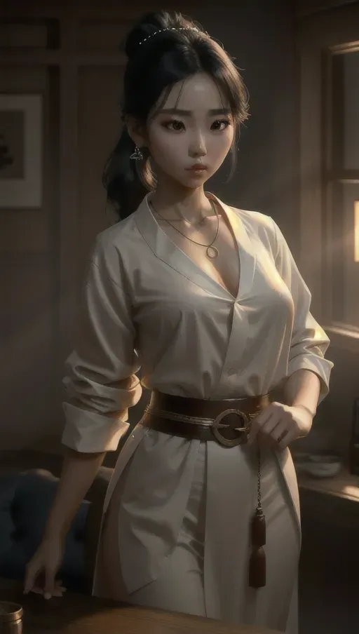 Dopamine Girl a photo shot of,korean girl,wearing long shirt,naked