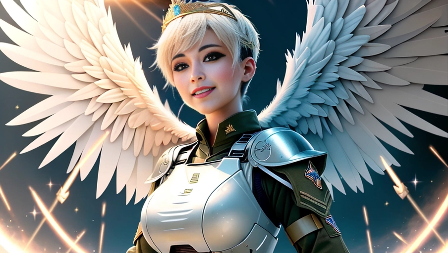 a 64k high detailed photo of body shot of
straight Female in battle
(((Covered with battle Gear)))
((Has battle Gear))
(Military)
Ultra Detailed
Best Quality
Most Detailed
((Angel
Wings))
Angelic
Lighting
Love
Hope
Magic casting
Crown
Smiling
Queen
happy
Glory
Warrior
Angels
Angelics
Positivity
Happiness
ecstasy
enraptured
sweaty
saving
God
Royalty
Morality
Goodness
True Good
Power
Force
Authority
Ethical
Saviour
orgasm face
Halo
short Hair
Always and Forever Sentimental
in heat
hot ultra
hot
best
best lighting
tantric
Neutral
Brilliant
Logical
Compassionate
Perfect
Perfection
Exciting
Integrity
Winged
Courage
Purity
Harmony
Beauty mark on upper lip
((Female))
Ethereal Lighting
Celestial Lighting
(((With army gear)))
((In uniform))
(((God Technology)))
((God Magic))
((God Tech))
with items of power
((Shor Hair Cut))