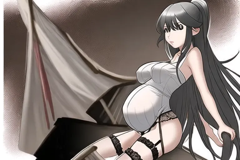 pregnant thong long hair garter belt riding dick