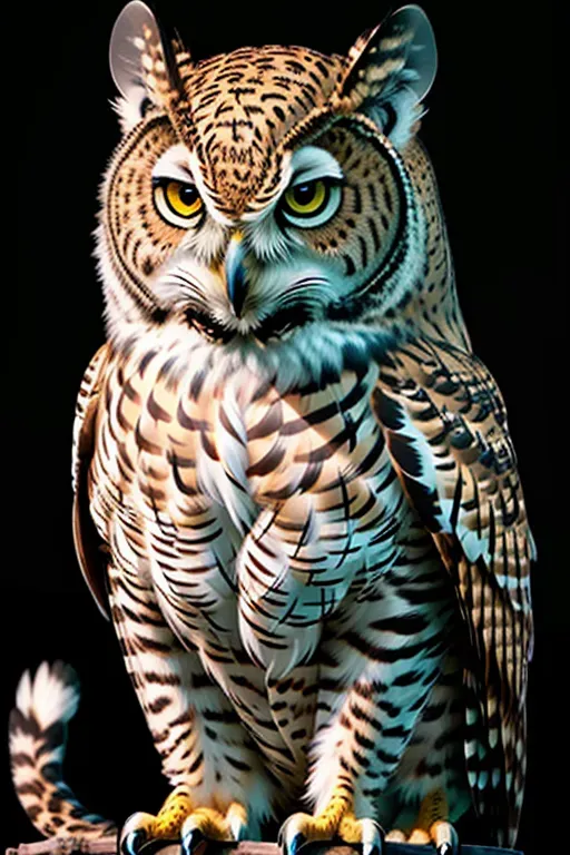 intricate highly detailed photorealistic realistic ultra realistic life-like extremely realistic sharp focus intricate highly detailed hybrid between an owl and a leopard