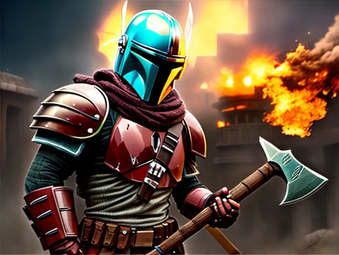 Mandalorian warrior with a huge axe