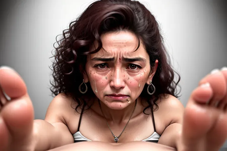 Perfect face, perfect feet, ultra realistic and violent, a captive is Tonantzin Esparza being pinned flat on her back and brutally raped, a 53 year-old Tonantzin Esparza is sobbing and begging for you to stop raping her, she has a facial expression of complete humiliation as this is the most traumatic experience of her life, she is so ashamed, intricate highly detailed photo ultra realistic life-like extremely realistic sharp focus on her slender feminine feet, 4k image, ultra realistic depiction of a brutal rape,rape of a barefoot beauty, beautiful face, images must show her beautiful bare feet, only five toes on each sexy foot, female face and feet must have absolute life-like precision, realism, she is sad and frustrated and scared, she wants you to stop, dark skin hook nose curly hair, she does not like you right now, she hates the feeling of your dick in her