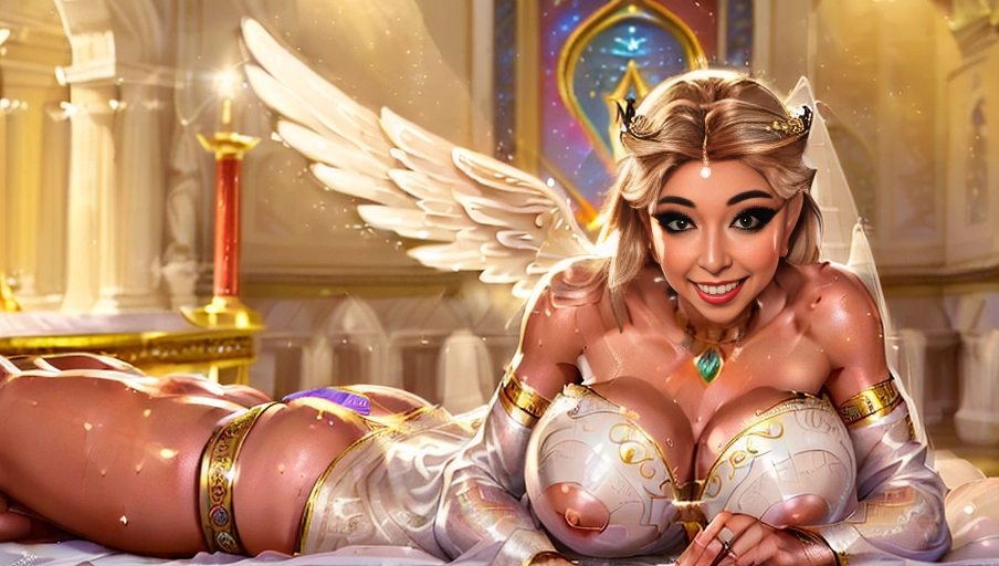 a 64k high detailed photo of hot Female Goddess, ((In lingerie)), HDR, Professional, Highly Detailed, ((in Nightgown)), Godly, Ultra Detailed, Best Quality, Most Detailed, ((Angel Wings)), Angelic Lighting, Angelic Tattoos, Love, Hope, Magic casting, Smiling, happy, Glory, Warrior, Angels, Angelics, Positivity, Happiness, ecstasy, enraptured, sweaty, saving, God, Royalty, Morality, Goodness, True Good, Power, Force, Authority, Ethical, Saviour, Halo, Always and Forever Sentimental, in heat, hot, ultra hot, best, best lighting, tantric, Neutral, Brilliant, Logical, Compassionate, Perfect, Perfection, Exciting, Integrity, Winged, Courage, Purity, Harmony, Beauty mark, ((Female)), Ethereal Lighting, ((With God Item)), ((God Tech)), (God Technology), with items of power, God Wings, (Afterlife Light), ((Perfect Body)), ((Perfect Anatomy)), (Love Worship), (God Light), ((God Staff))), ((God Weapon)), (Spirituality), (Smiling), ((Happy expression)), ((((Has Clothing On))), ((Has accessories)), ((Perfect Ass)), ((Perfect Ass Dimensions)), ((Perfect Butt)), ((Perfect Tits)), ((Perfect Tit dimensions)), ((Perfect Body)), ((Perfect Female Body)), Intimacy, saint, ((priestess)), religion, Sex Religion Tones, Intimacy Religion, Ultra Detailed, Best Quality, Most Detailed, (Angel Wings), Family, Titan, Primordial, Protogenoi, Happiness, Happy, True Happiness, The Light themes, Heavenly Themes, The Rise, clean, Sexiest, Prettiest, Most, Beautiful, Angelic, Speech, ecstasy impression, (Female Angels), ((Multiple female angels))<lora:female_pov:0.6>