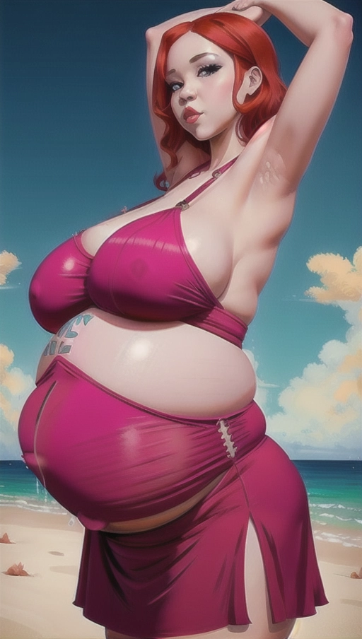 Sexy Red hair, 64K, Women, nipple piercing, big nipple, gigantic boobs, (((((( gigantic belly )))))), (Perfect gigantic belly) ,nylon ,vore