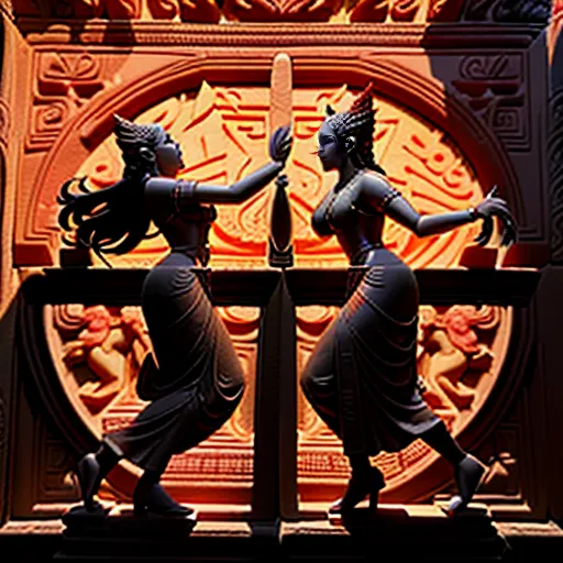 "(Jean Grey) and (Scarlet Witch)
(Dynamic poses of superheroines facing toward each other in fiery duel:1.3)"
(Khmer classical temple art, Angkor Wat bas-relief style, intricately carved sandstone, graceful apsara elegance, flowing ornamental borders, sacred Hindu-Buddhist iconography, monumental temple aesthetics, weathered stone texture, finely detailed Southeast Asian classical craftsmanship:1.3),
"
((Fleur Delacour)) duelling ((Willow Rosenberg))
Jean Grey and the Scarlet Witch clash in a spectacular supernatural battle, Jean surrounded by a blazing golden Phoenix aura as she unleashes waves of telekinetic force, Wanda countering with swirling crimson chaos magic, both women suspended above a shattered city street, debris and magical energy spiraling around them, intense opposing expressions, dynamic combat poses, cinematic lighting, powerful motion, dramatic perspective, epic Marvel-inspired fantasy artwork, highly detailed, painterly comic-book aesthetic.