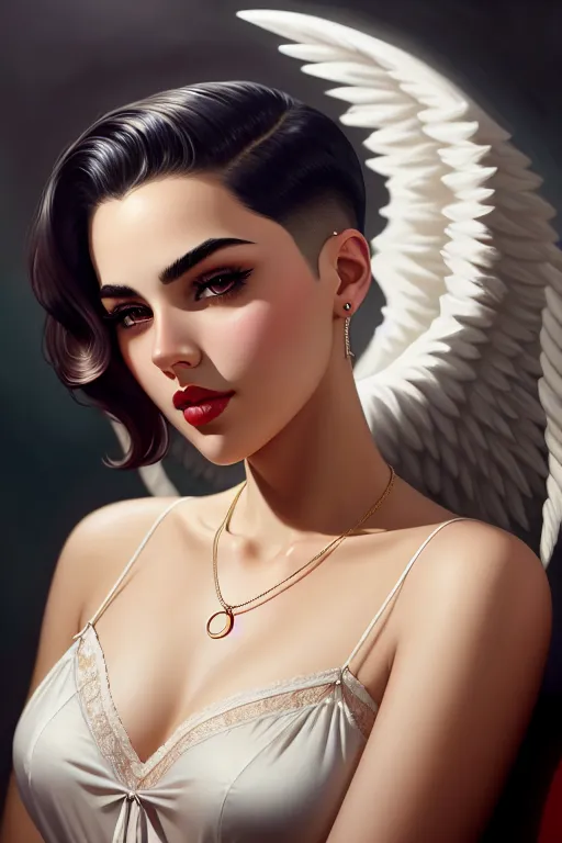 a oil painting of,an angel,wearing nightie,lying,in the london underground,five fingers per hand,undercut hair,gorgeous face,beautiful lips,curved eyebrows,curved eyelid,smooth skin,satisfaction,wearing necklace,editorial,artstation,bokeh,pixiv,surreal