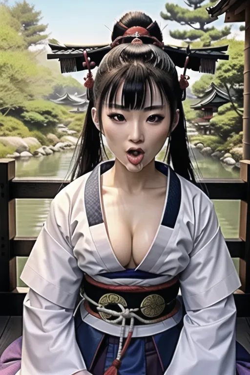 samurai girl blowjob, pov