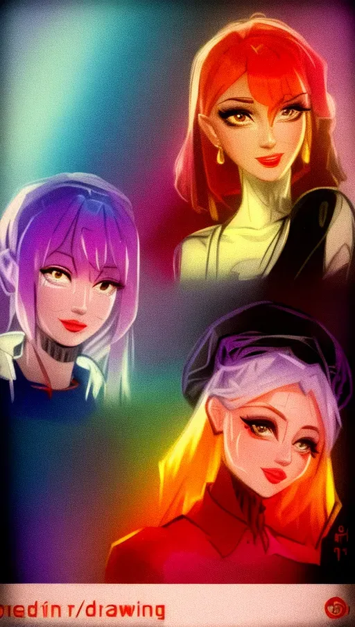 3 stylized girls,