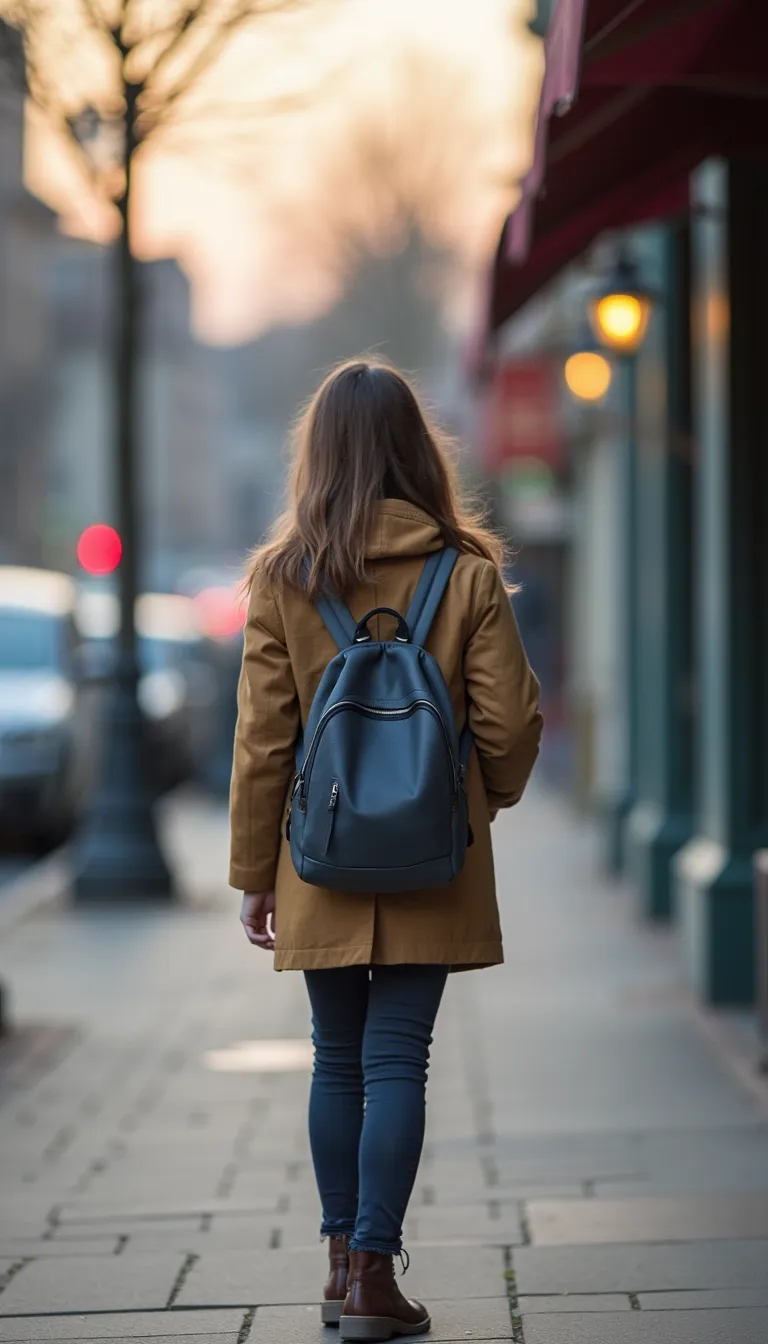 A girl standing on the sidewalk