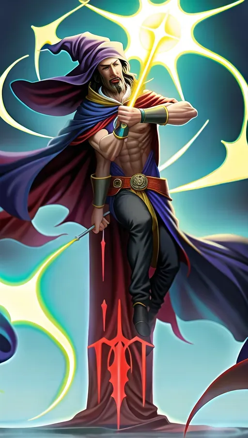 dark fantasy wizard casting a spell, huge dick