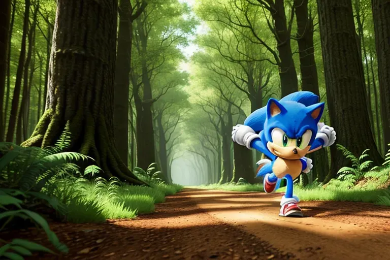 Dopamine Girl A Photo Of Sonic The Hedgehog Running Through A Forest Elvo Drvym