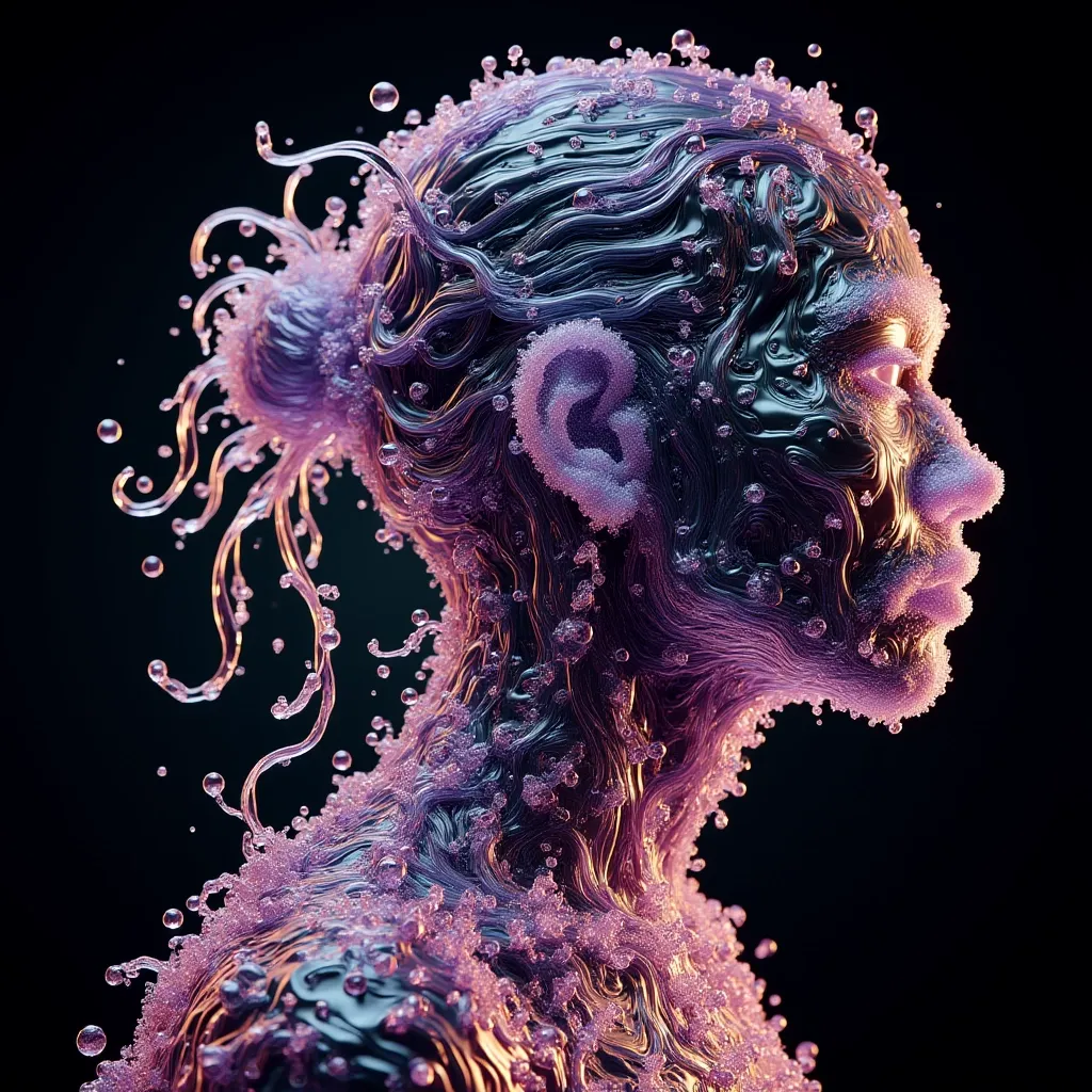 Raw digital photo, profile of a Fatigued Thao, wearing ral-watce, FOV 90 degrees, textile art by Brandon Mably, Do Ho Suh, Side lighting, film grain, Canon RF, F/2.8, behance HD, photorealism, bold colors, best, fertile, stunning, deep aesthetic, highly detail, complimentary colors