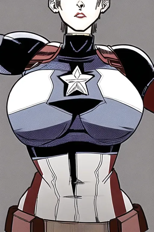 a female captain america with big breast