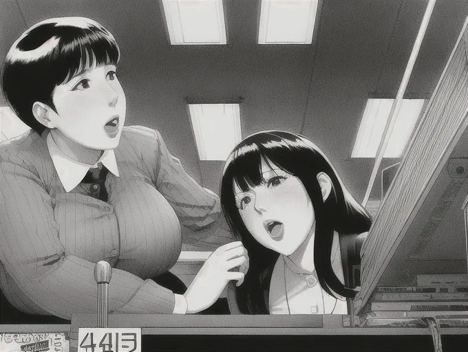 2 people, woman, pruple hair, skinny, secretary, woman, kneeling, blowjob, fat man, office, ugly, man, sex, from below angle, penis, balls,