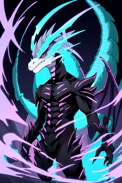 A male anthropomorphic dragon that has a medium snout and two bright green cocks he has a vertical black stripe in the middle of his whole body that fades outward into yellow and then fades into green.