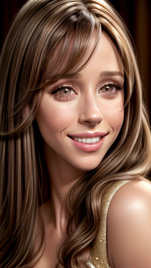 A high resolution highly detailed facial portrait photography of Jennifer Love Hewitt, seductive smile, glamorous hairstyle,
realistic detailed hair, realistic detailed skin, realistic detailed eyelashes, detailed eyes,
professional makeup, accurate skin,
pretty teeth, textured skin, (pores),
masterpiece,
<lora:dpmg_add_detail:1>