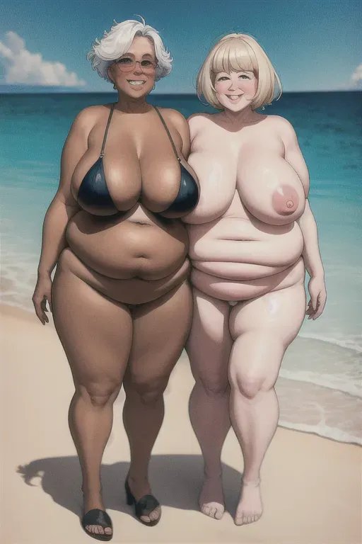 512px x 768px - Dopamine Girl - 2 old fat women, nude, on the beach, 4Nx6NJYWx6a
