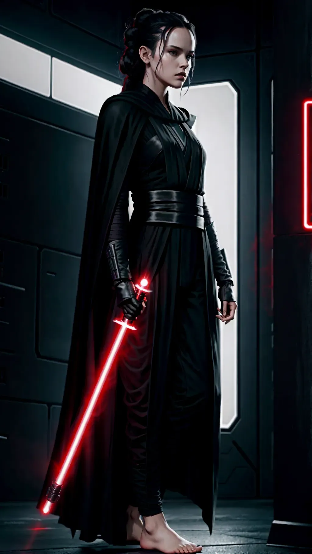 Dopamine Girl - barefoot evil Sith Rey wearing black Sith robe pants ...