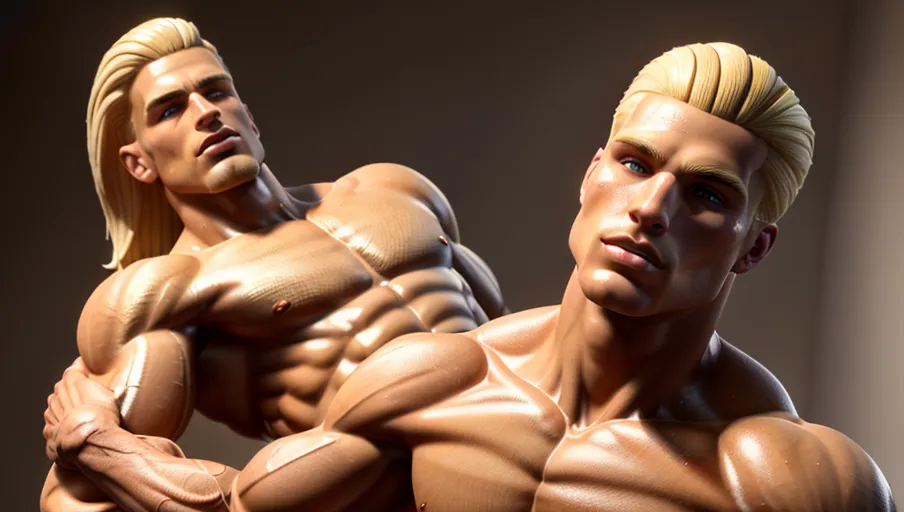 A 8k resolution photo shot of, muscular Daddy ,(((((full body))))), ((((blonde hair)))),((detailed facial features)), (((five fingers))), ((((chiseled jaw)))),(big lips),(detailed body features),(detailed arms features),textured skin, ((((tan skin)))), (((highly detailed))) , ((hyper realistic))
