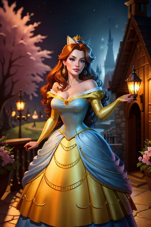 disney princess belle in style of thomas kinkade